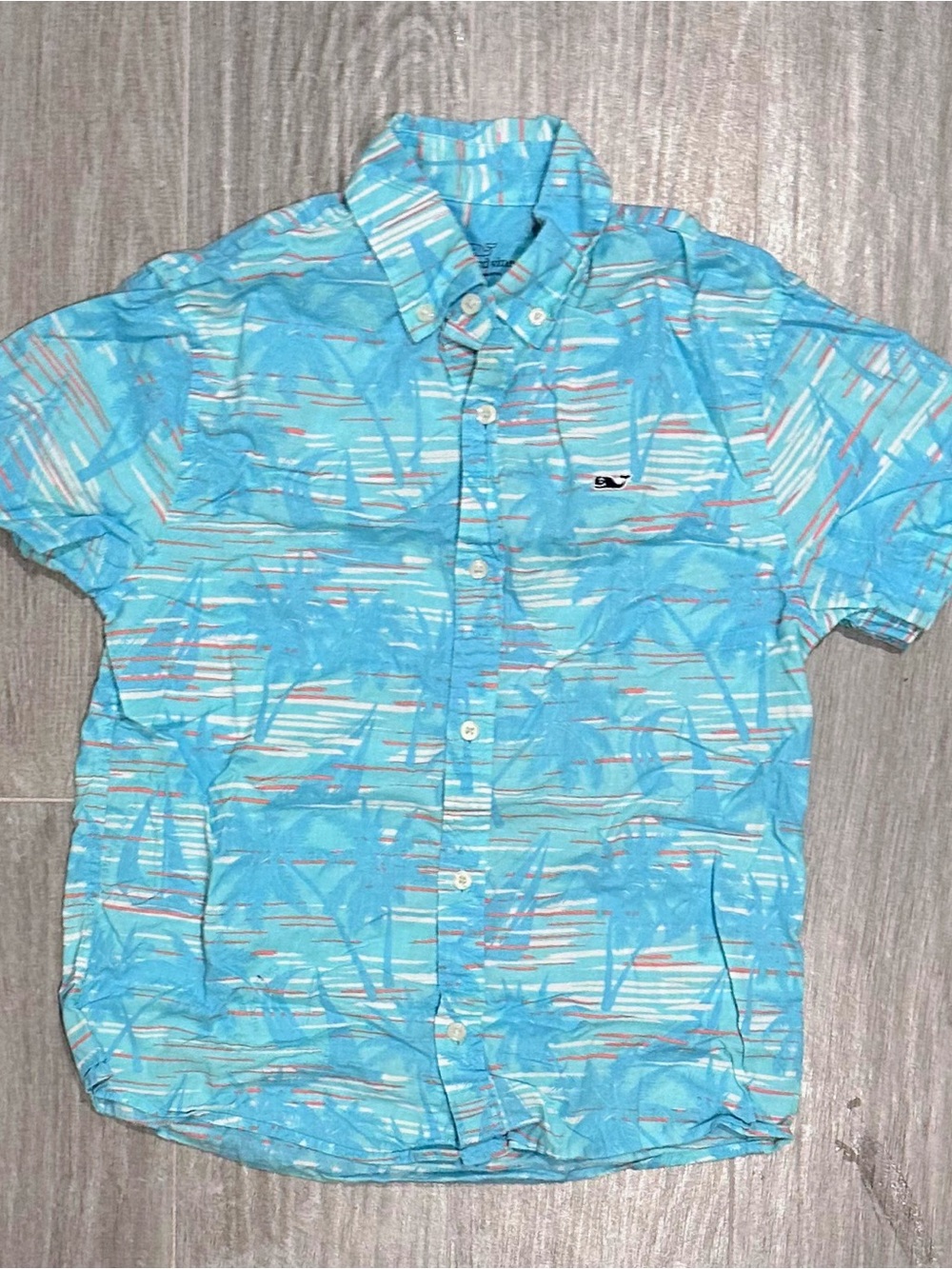 Vineyard Vines Boys Light Blue Printed Short-Sleeve Button-Up Shirt